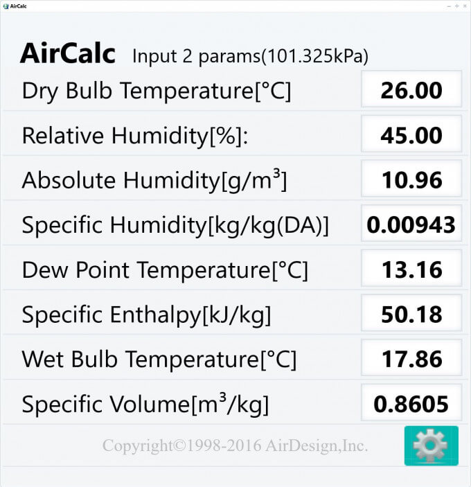 Air Calc 2016 Air Calc - Phần mềm tính toán giá trị trạng thái không khí