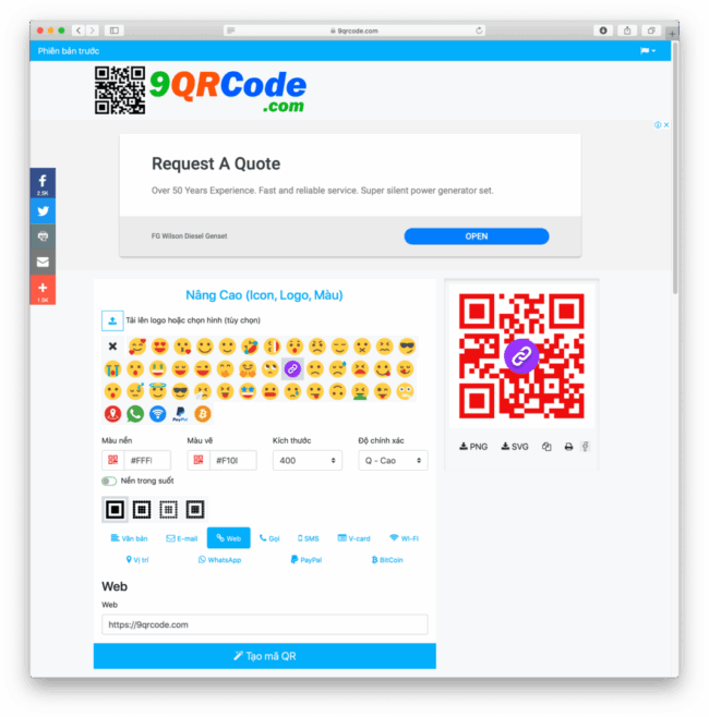 Tạo Mã QR (QR Code) trực tuyến miễn phí
