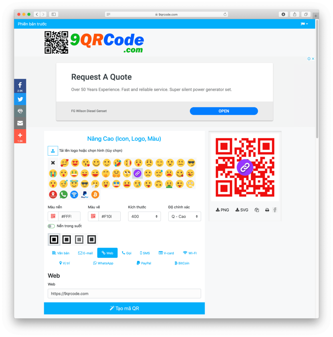 Tạo Mã QR (QR Code) trực tuyến miễn phí